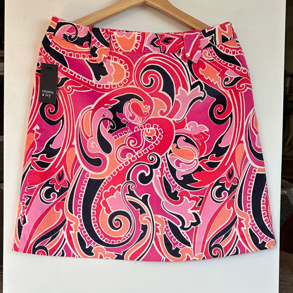 Crown & Ivy Pink and navy Patterned Pencil Skirt new size 8